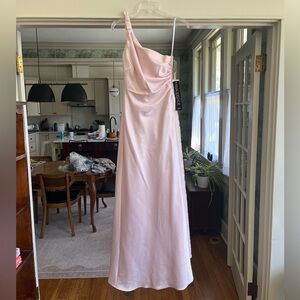 Pale Pink Juniors Prom Formal One-Shoulder Gown Size 5/6 NWT